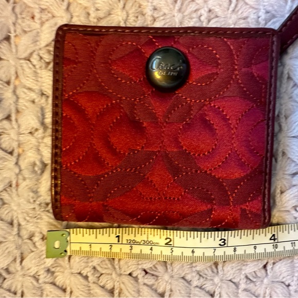 Authentic Coach Signature Satin & Leather Wallet in Beautiful Burgundy & Pink! - Picture 9 of 10